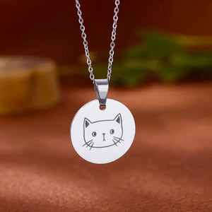 Cat Face Pendant - Silver