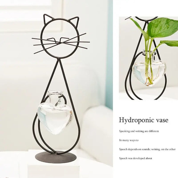 Cat Heart Vase - Black