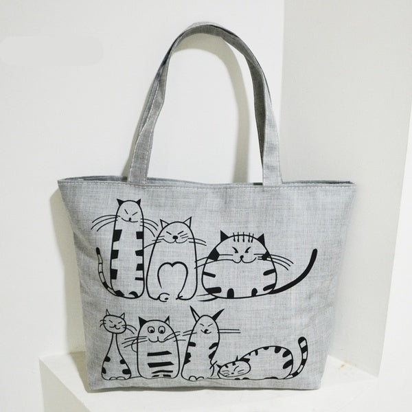 Cat Print Canvas Bag