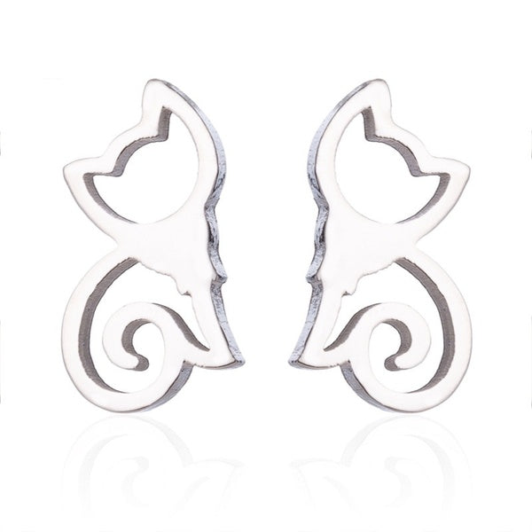 Cat Earrings - Silver