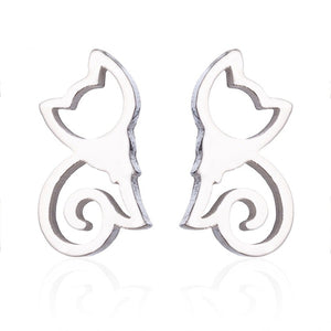 Cat Earrings - Silver