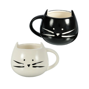 Ceramic Cat Face Mug - White