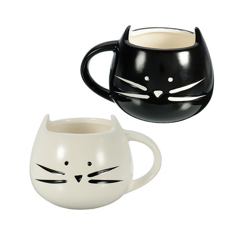 Ceramic Cat Face Mug - Black