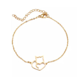 Cat Heart Bracelet - Gold