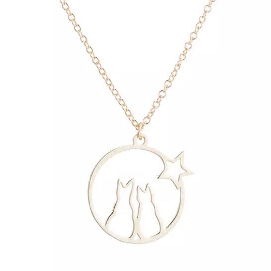 Cat Star Necklace - Gold